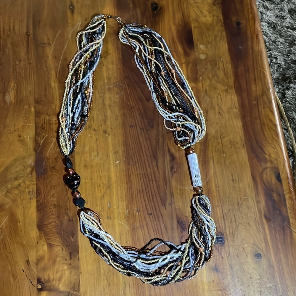 Multi strand bead necklace 34”